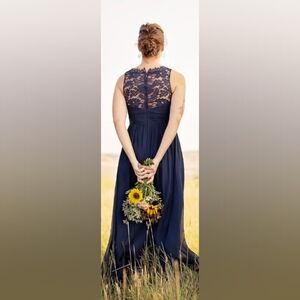 Aidan Mattox Navy Lace Dress